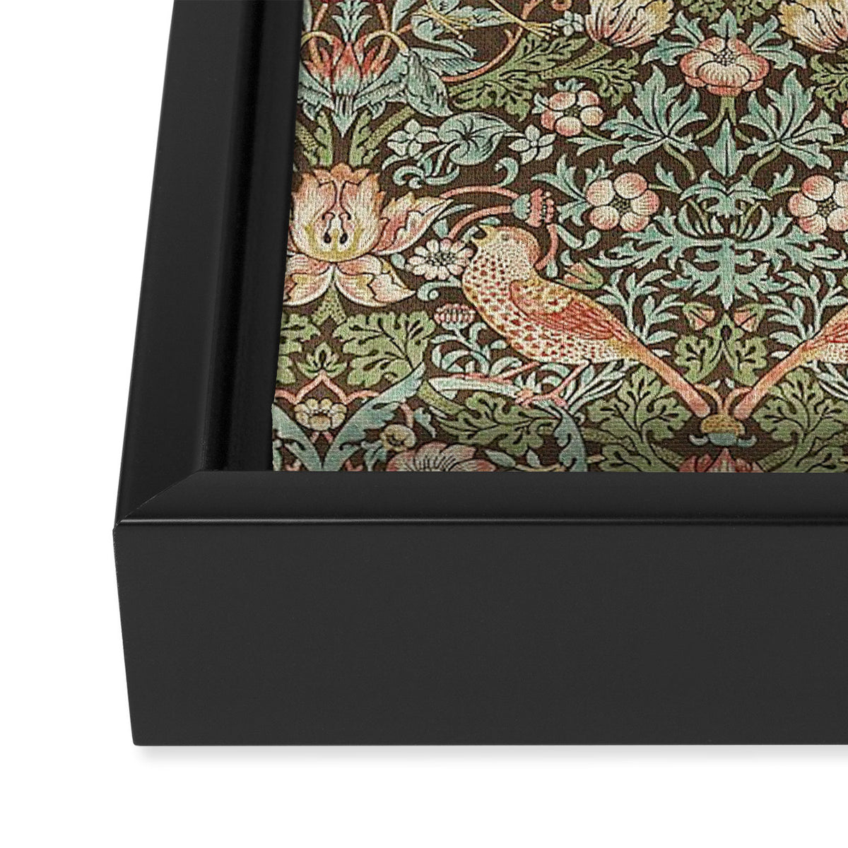 William Morris Strawberry Thief Brown Chocolate Slate Framed Canvas Print Gallery Image 3