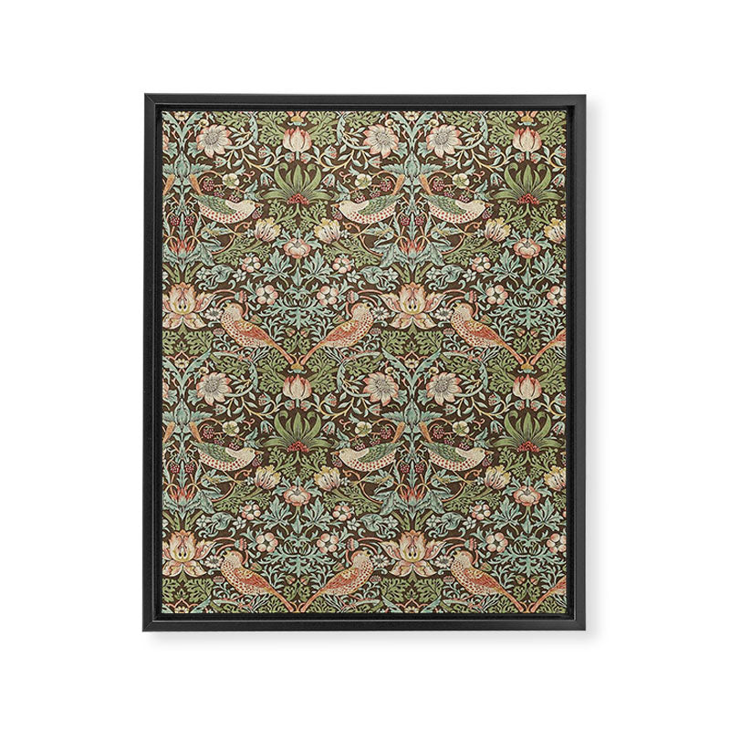 William Morris Strawberry Thief Brown Chocolate Slate Framed Canvas Print Gallery Image 8