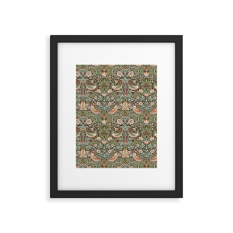 William Morris Strawberry Thief Brown Chocolate Slate Framed Art Print Gallery Image 6