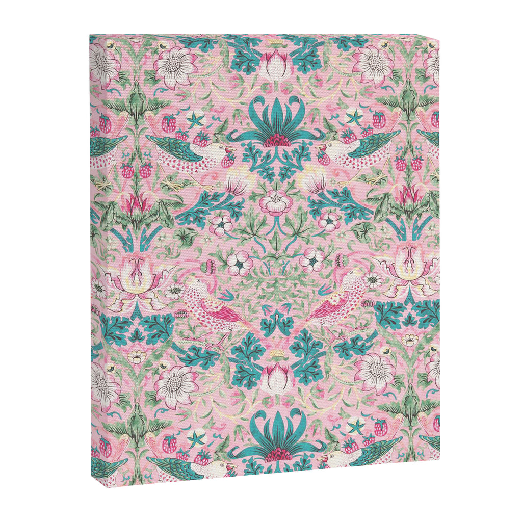 William Morris Strawberry Thief Candy Pink Teal Canvas Print Gallery Image 8