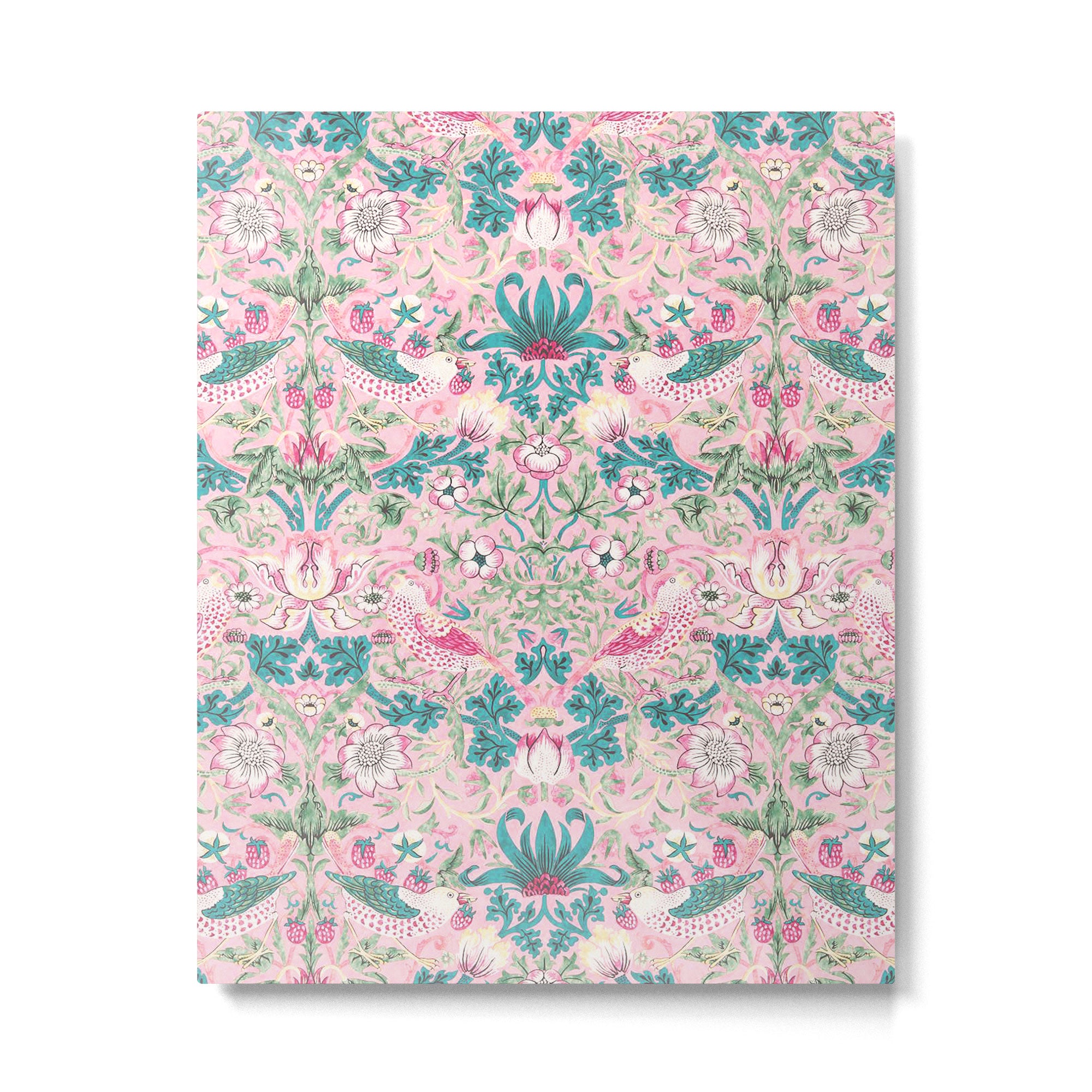 William Morris Strawberry Thief Candy Pink Teal Metal Print Gallery Image 6