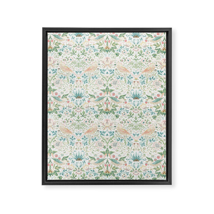 William Morris Strawberry Thief Cochineal Willow Framed Canvas Print Gallery Image 1