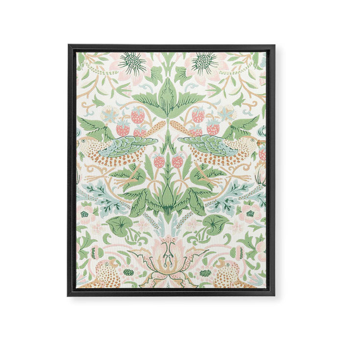 William Morris Strawberry Thief Cochineal Willow Framed Canvas Print Gallery Image 1