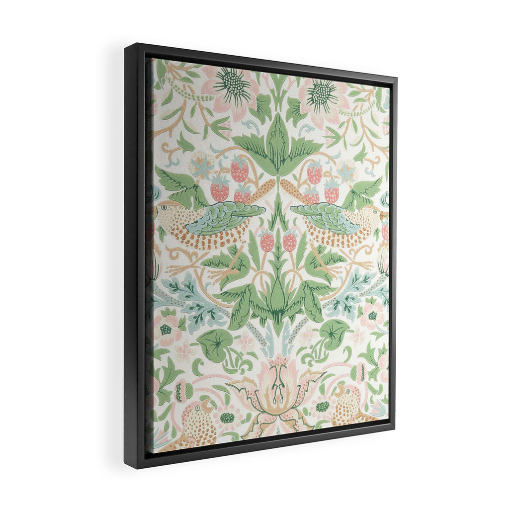 William Morris Strawberry Thief Cochineal Willow Framed Canvas Print Gallery Image 2