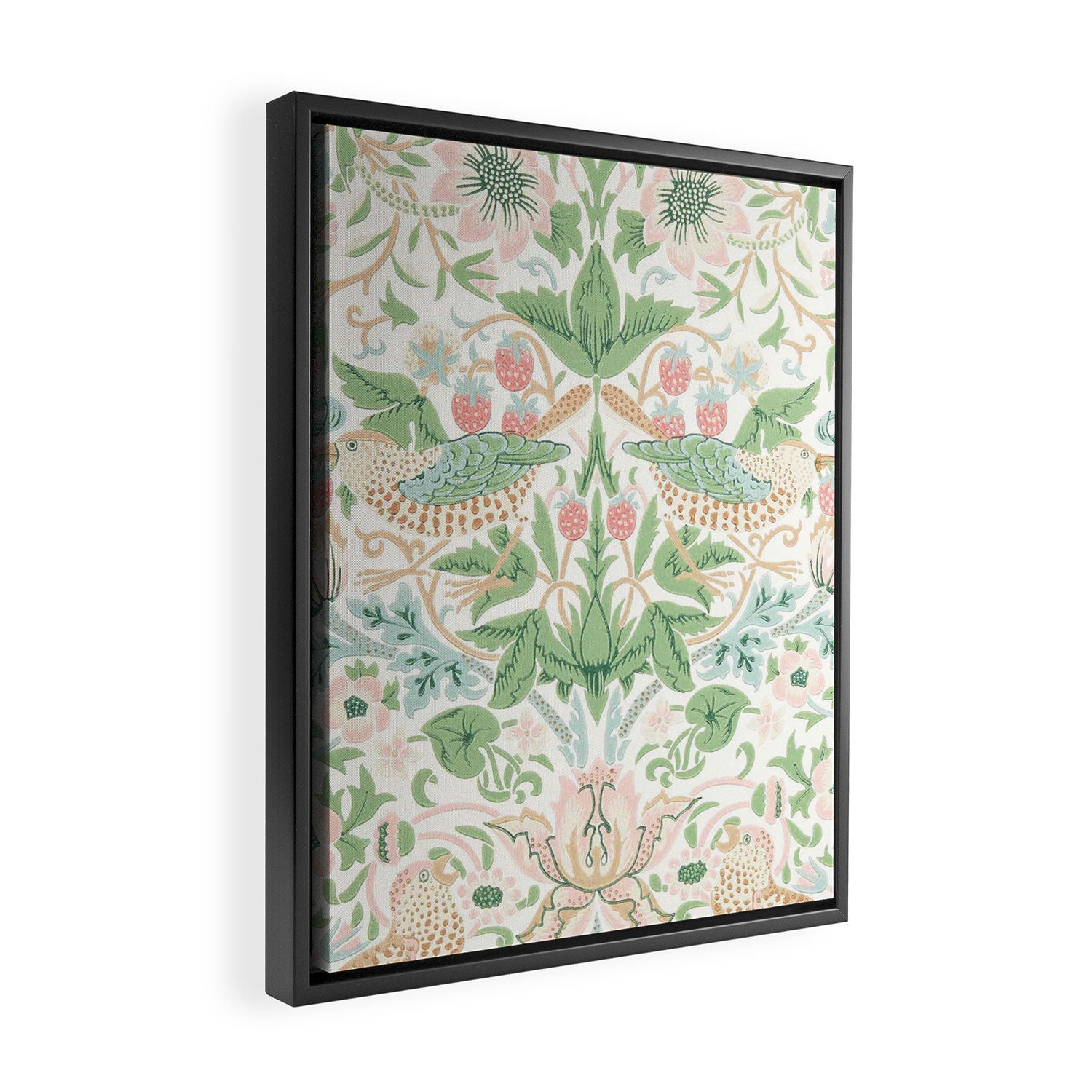 William Morris Strawberry Thief Cochineal Willow Framed Canvas Print Gallery Image 2