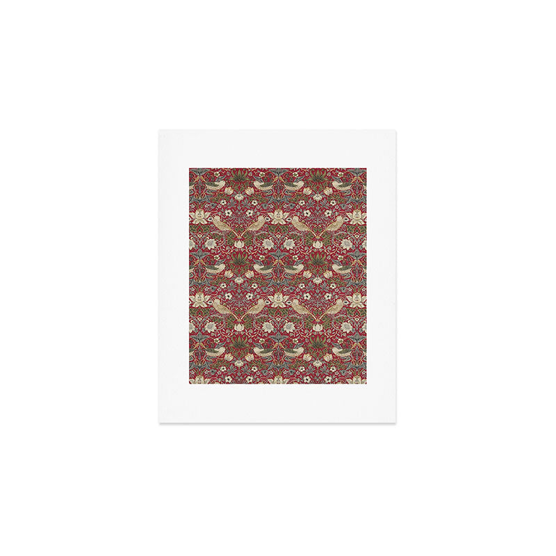 William Morris Strawberry Thief Crimson Red Art Print Gallery Image 1
