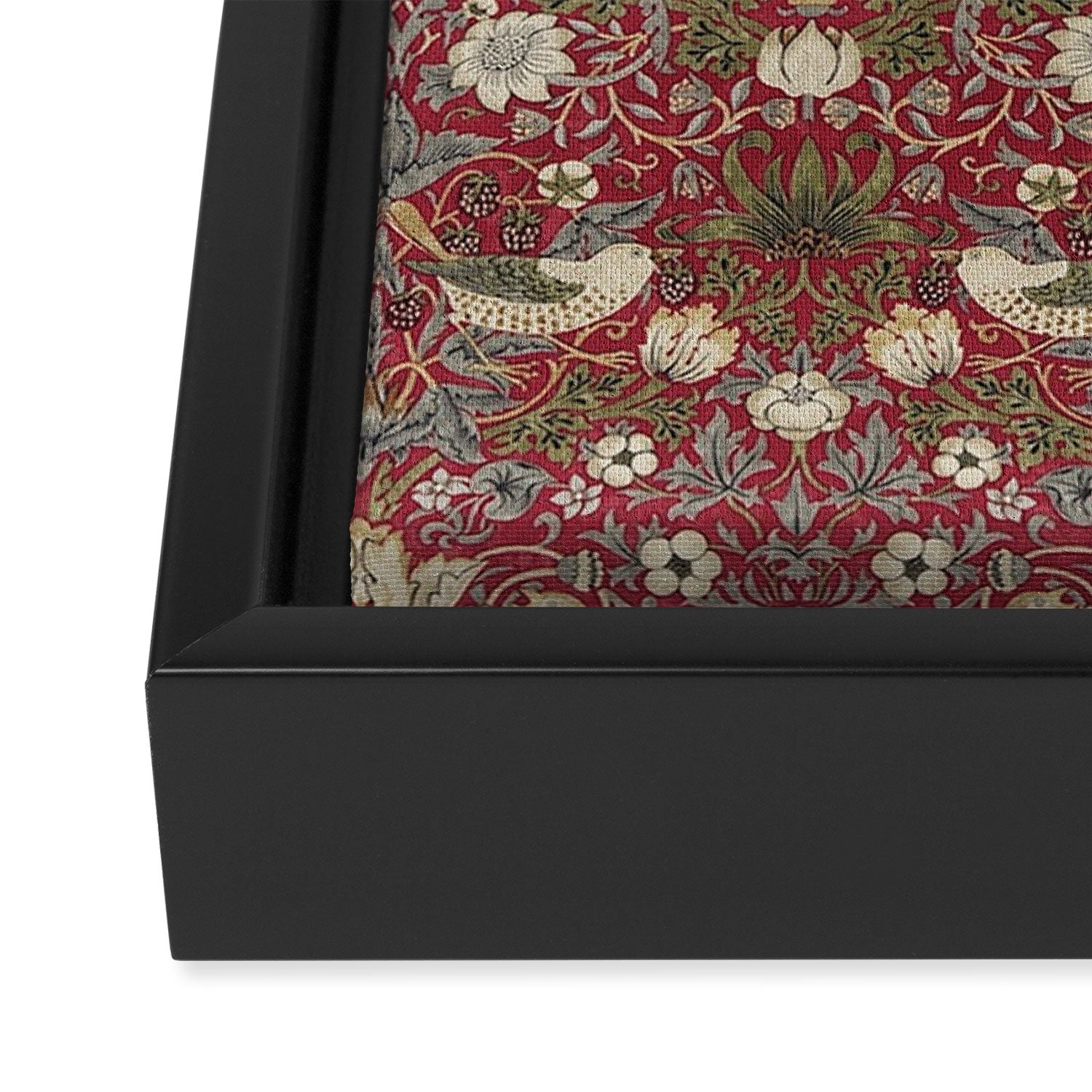William Morris Strawberry Thief Crimson Red Framed Canvas Print Gallery Image 3