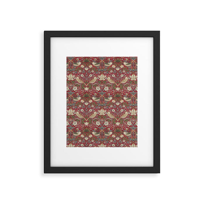 William Morris Strawberry Thief Crimson Red Framed Art Print Gallery Image 1