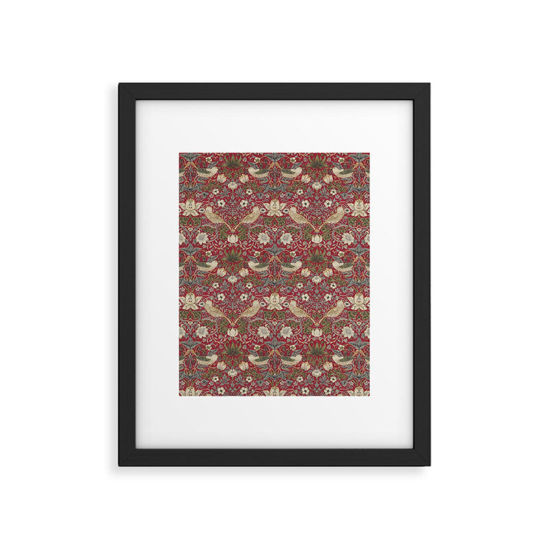 William Morris Strawberry Thief Crimson Red Framed Art Print Gallery Image 6