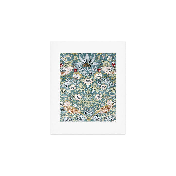 William Morris Strawberry Thief Detail Aqua Blue Turquoise Art Print Gallery Image 1