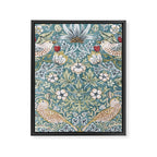 William Morris Strawberry Thief Detail Aqua Blue Turquoise Framed Canvas Print Gallery Image 8