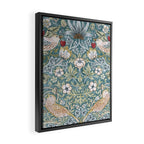 William Morris Strawberry Thief Detail Aqua Blue Turquoise Framed Canvas Print Gallery Image 2