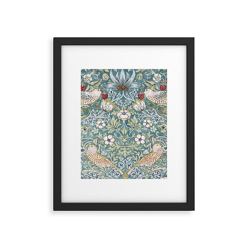 William Morris Strawberry Thief Detail Aqua Blue Turquoise Framed Art Print Gallery Image 6