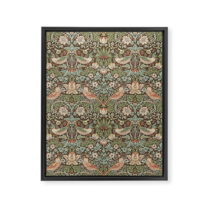 William Morris Strawberry Thief Detail Brown Chocolate Slate Framed Canvas Print Gallery Image 6