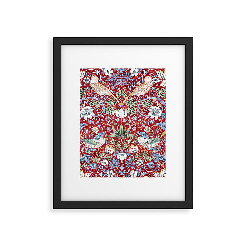 William Morris Strawberry Thief Detail Burgundy Red Framed Art Print Gallery Image 6