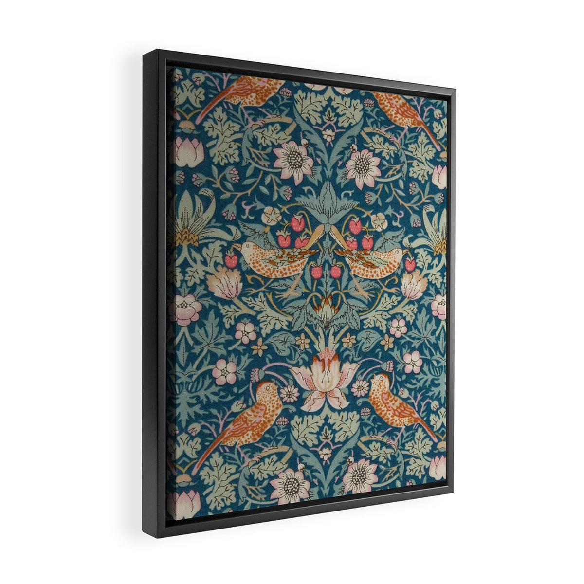 William Morris Strawberry Thief Green Framed Canvas Print Gallery Image 2