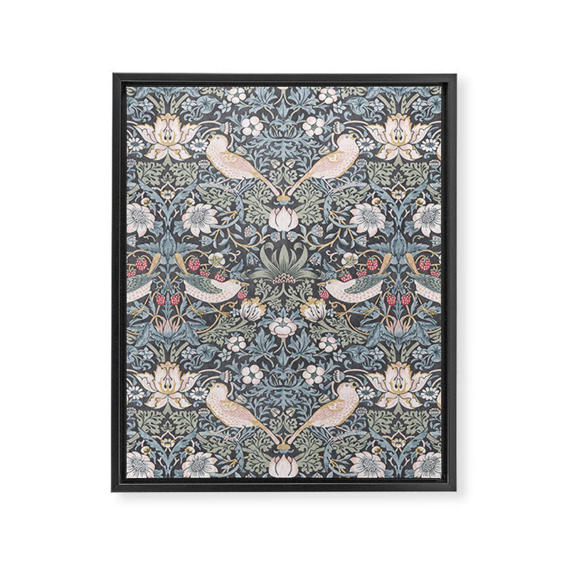 William Morris Strawberry Thief Ink Framed Canvas Print Gallery Image 8