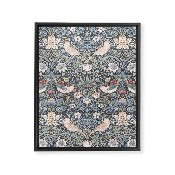 William Morris Strawberry Thief Ink Framed Canvas Print Gallery Image 1