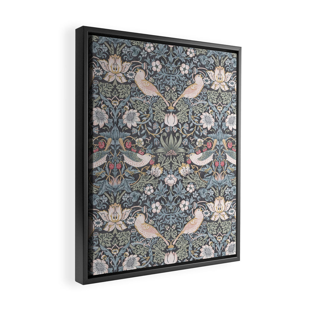 William Morris Strawberry Thief Ink Framed Canvas Print Gallery Image 2