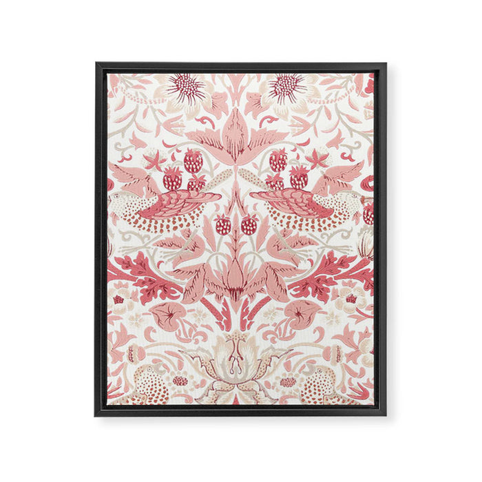 William Morris Strawberry Thief Madder Framed Canvas Print Gallery Image 1