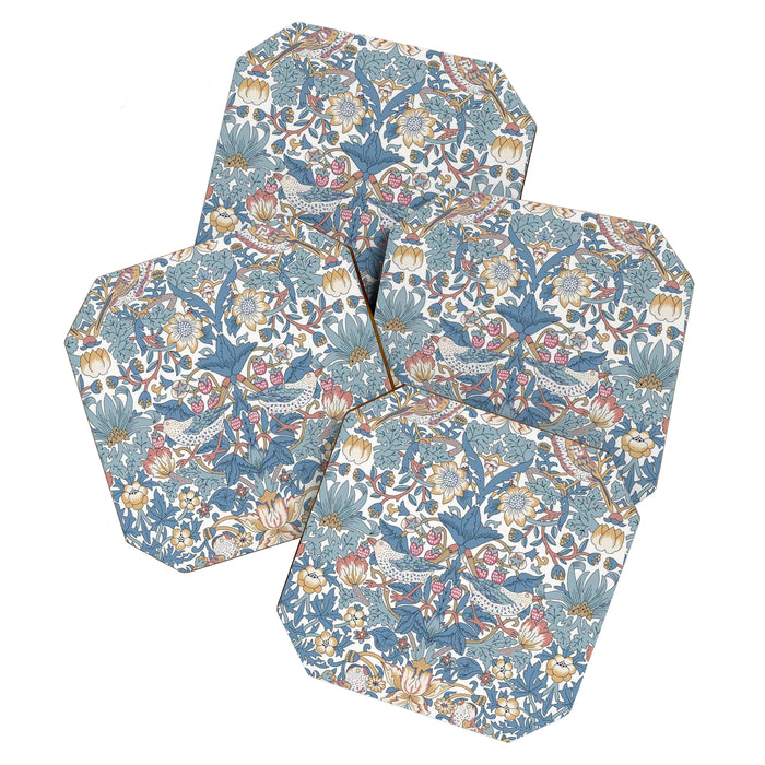 William Morris Strawberry Thief Pastel Blue Floral Coaster Gallery Image 1