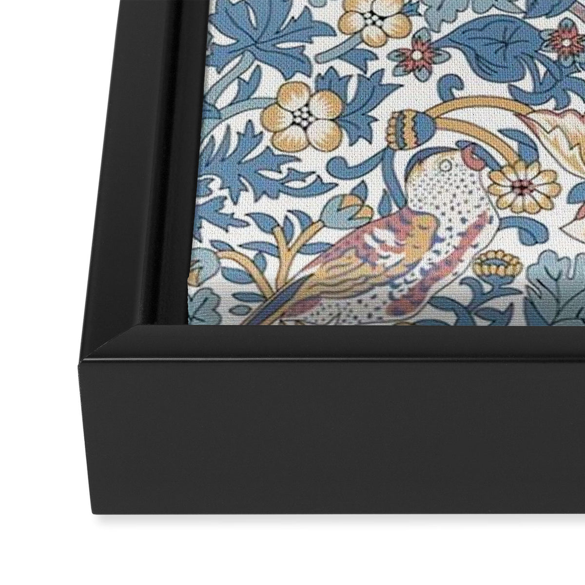 William Morris Strawberry Thief Pastel Blue Floral Framed Canvas Print Gallery Image 3