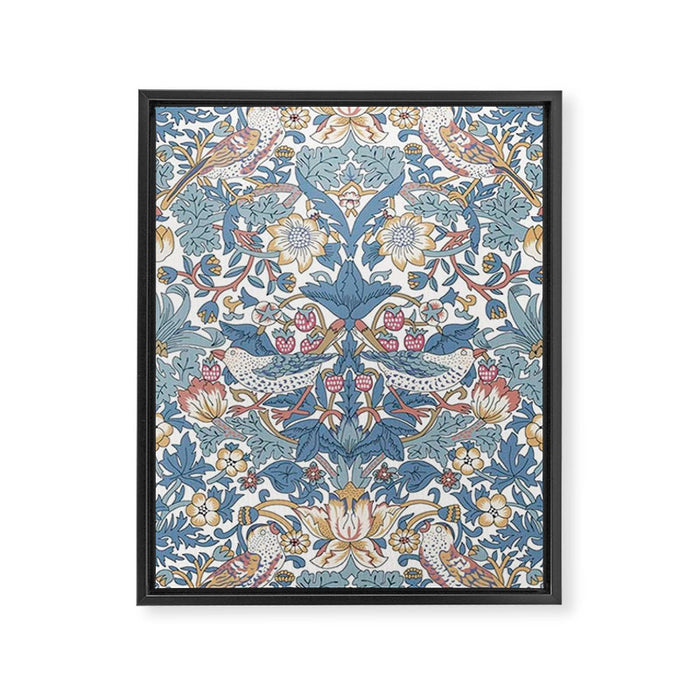 William Morris Strawberry Thief Pastel Blue Floral Framed Canvas Print Gallery Image 1