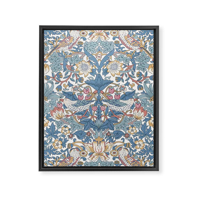 William Morris Strawberry Thief Pastel Blue Floral Framed Canvas Print Gallery Image 8