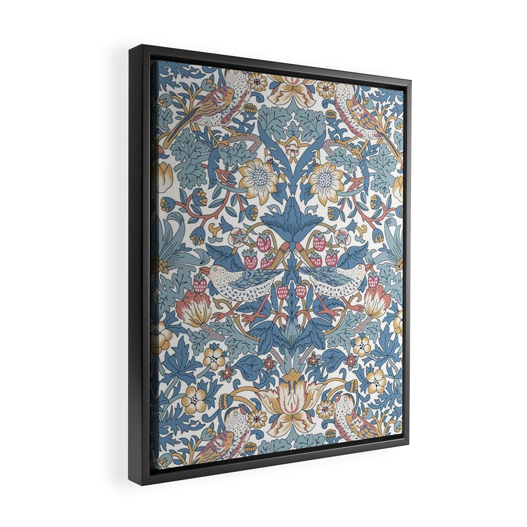 William Morris Strawberry Thief Pastel Blue Floral Framed Canvas Print Gallery Image 2