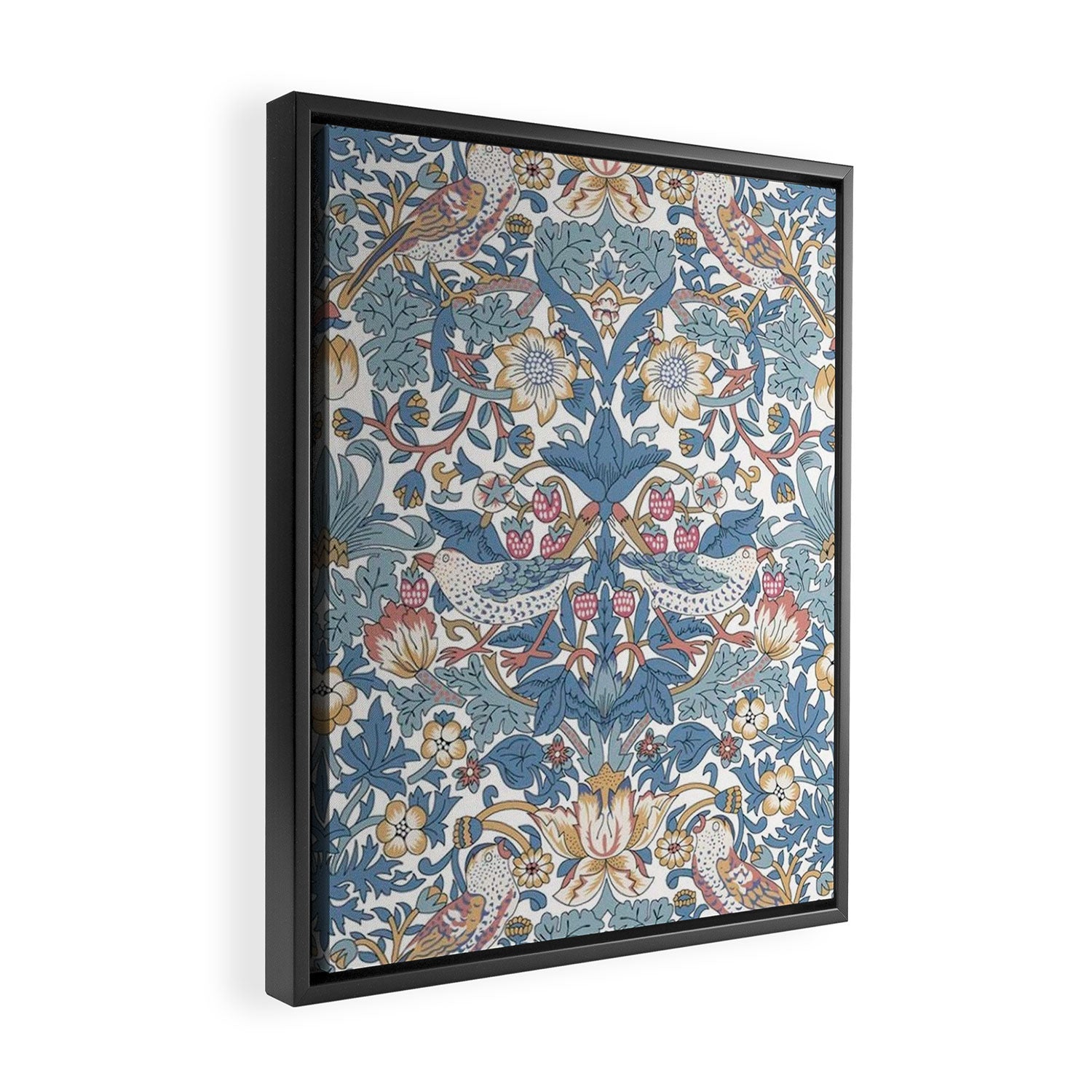 William Morris Strawberry Thief Pastel Blue Floral Framed Canvas Print Gallery Image 2