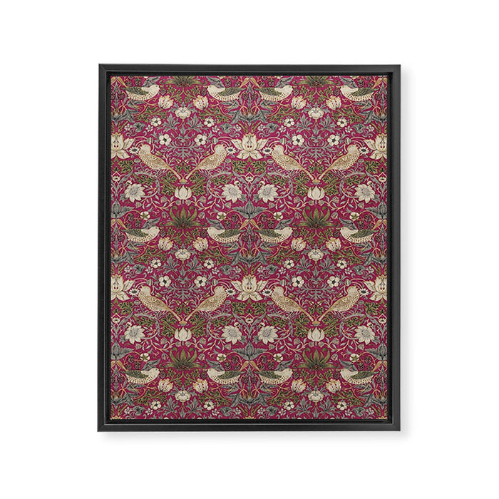 William Morris Strawberry Thief Plum Wine Framed Canvas Print Gallery Image 1