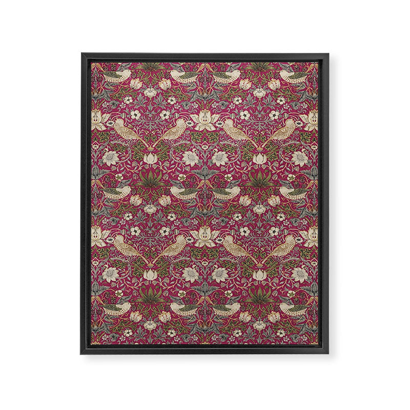 William Morris Strawberry Thief Plum Wine Framed Canvas Print Gallery Image 8