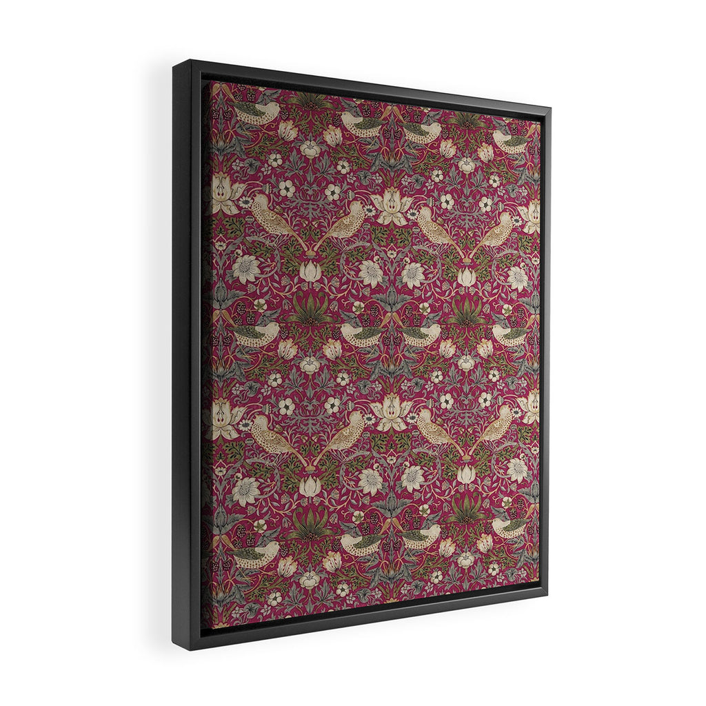 William Morris Strawberry Thief Plum Wine Framed Canvas Print Gallery Image 2