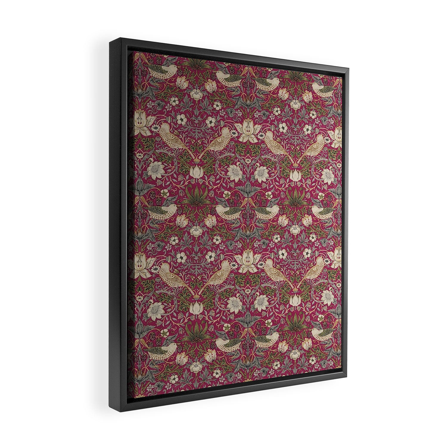 William Morris Strawberry Thief Plum Wine Framed Canvas Print Gallery Image 2