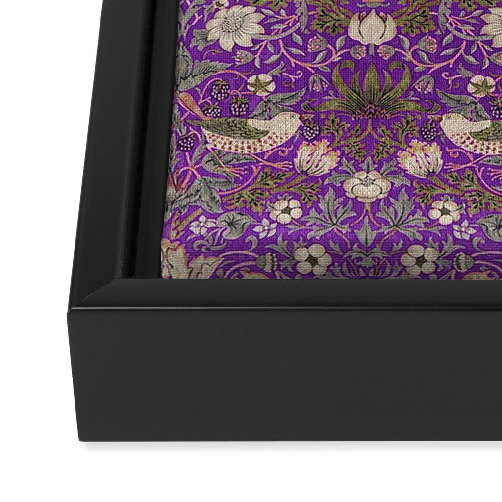 William Morris Strawberry Thief Purple Framed Canvas Print Gallery Image 3