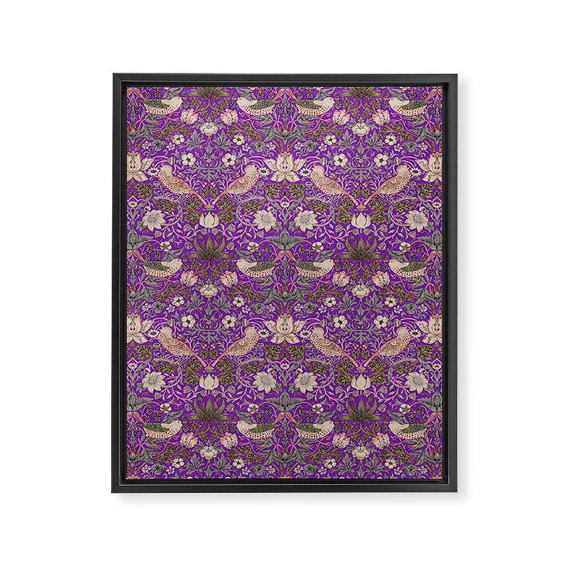 William Morris Strawberry Thief Purple Framed Canvas Print Gallery Image 8