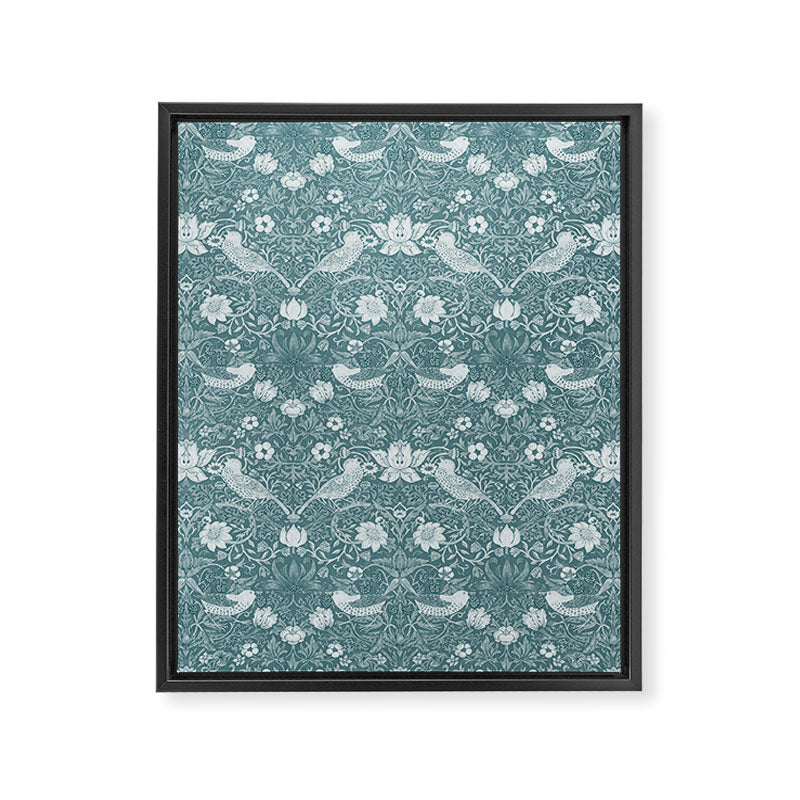 William Morris Strawberry Thief Soft Teal Framed Canvas Print Gallery Image 8