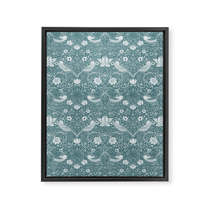 William Morris Strawberry Thief Soft Teal Framed Canvas Print Gallery Image 1