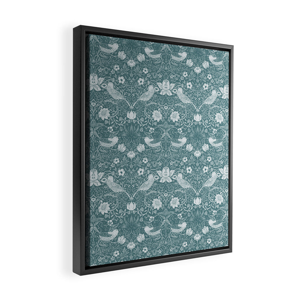 William Morris Strawberry Thief Soft Teal Framed Canvas Print Gallery Image 2