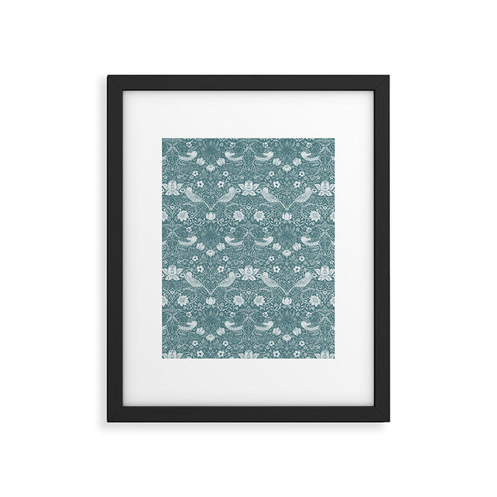 William Morris Strawberry Thief Soft Teal Framed Art Print Gallery Image 1
