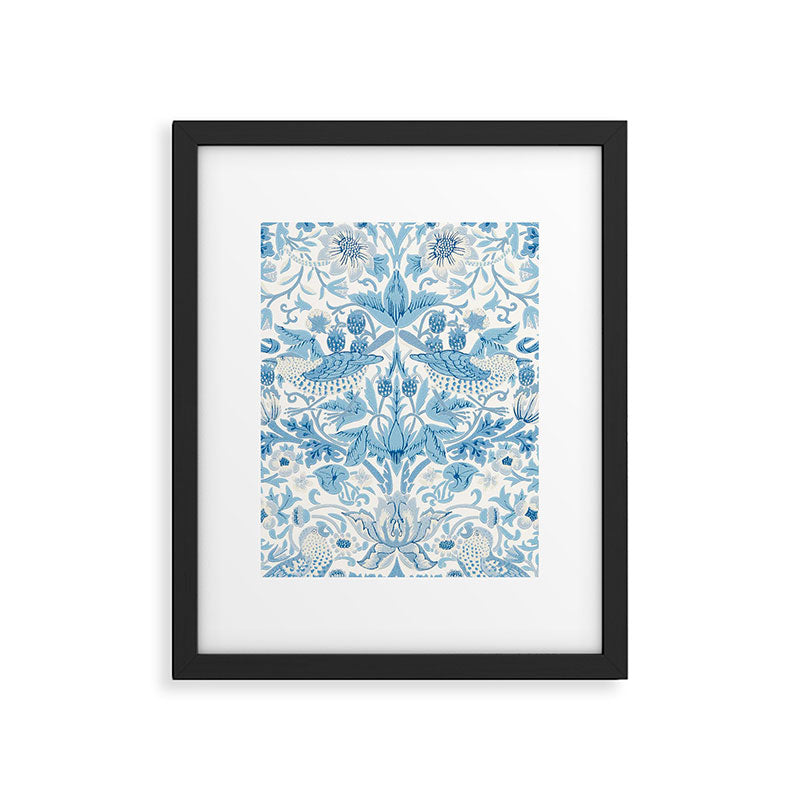 William Morris Strawberry Thief Woad Blue Framed Art Print Gallery Image 6