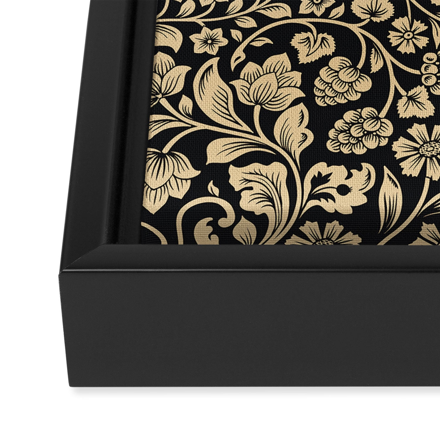 William Morris Style Art Nouveau Dark Floral Framed Canvas Print Gallery Image 3