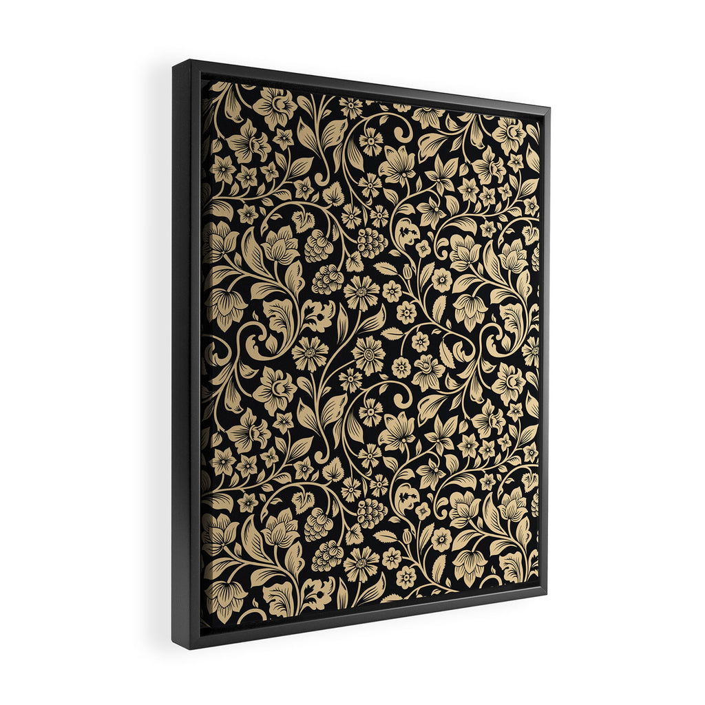 William Morris Style Art Nouveau Dark Floral Framed Canvas Print Gallery Image 2