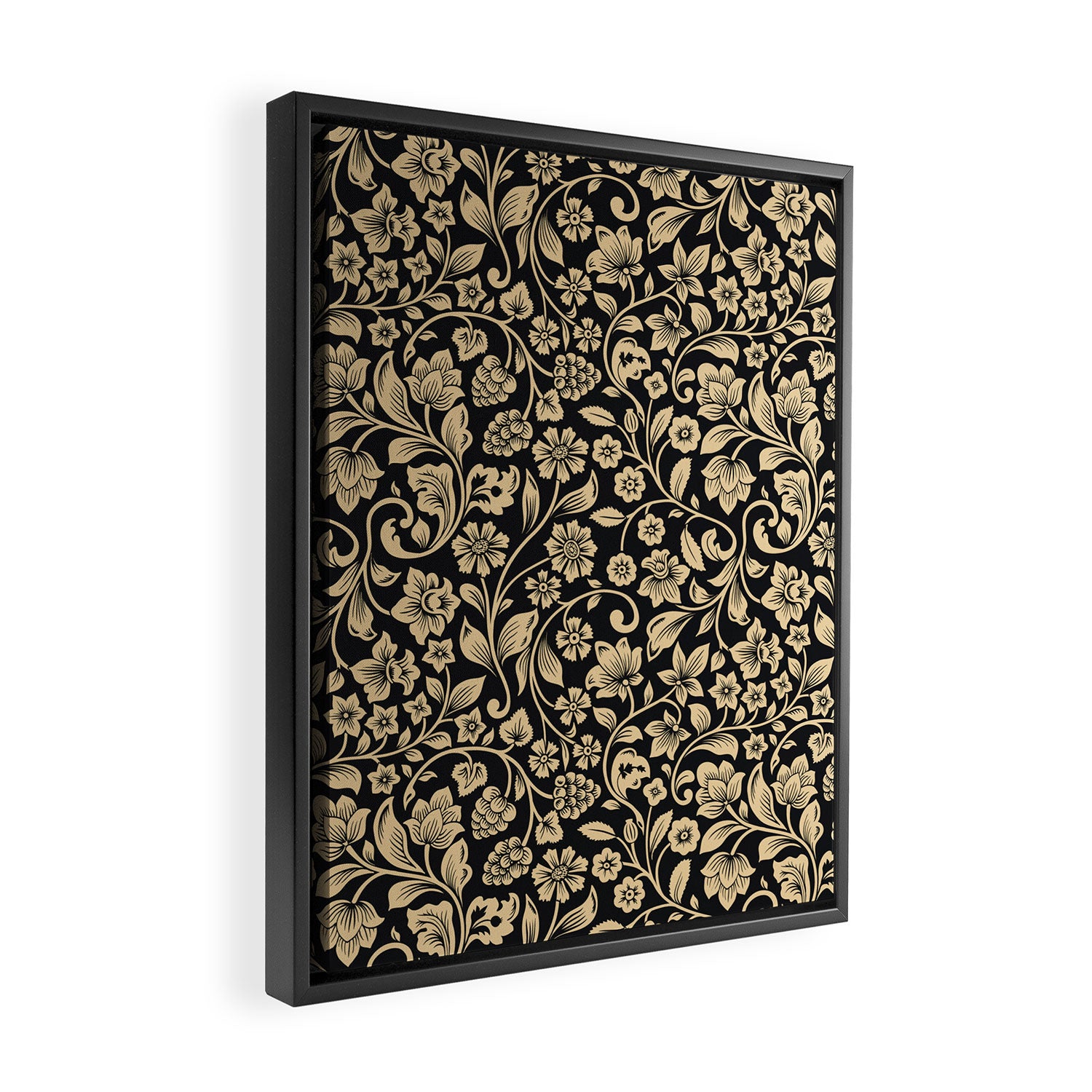 William Morris Style Art Nouveau Dark Floral Framed Canvas Print Gallery Image 2