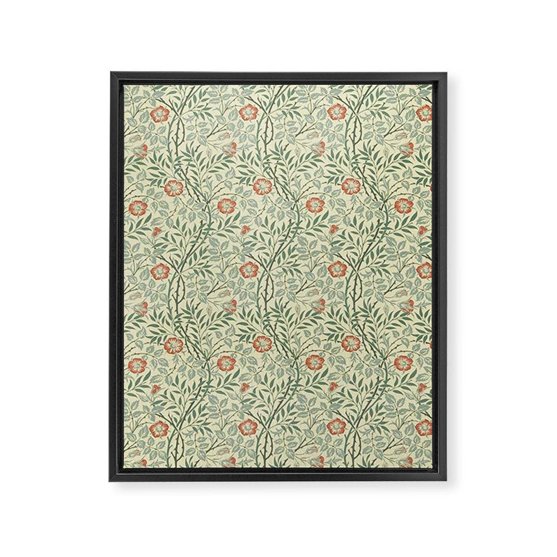 William Morris Sweet Briar Green Coral Framed Canvas Print Gallery Image 8