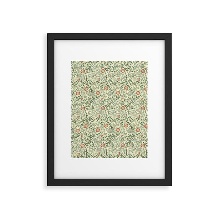William Morris Sweet Briar Green Coral Framed Art Print Gallery Image 1