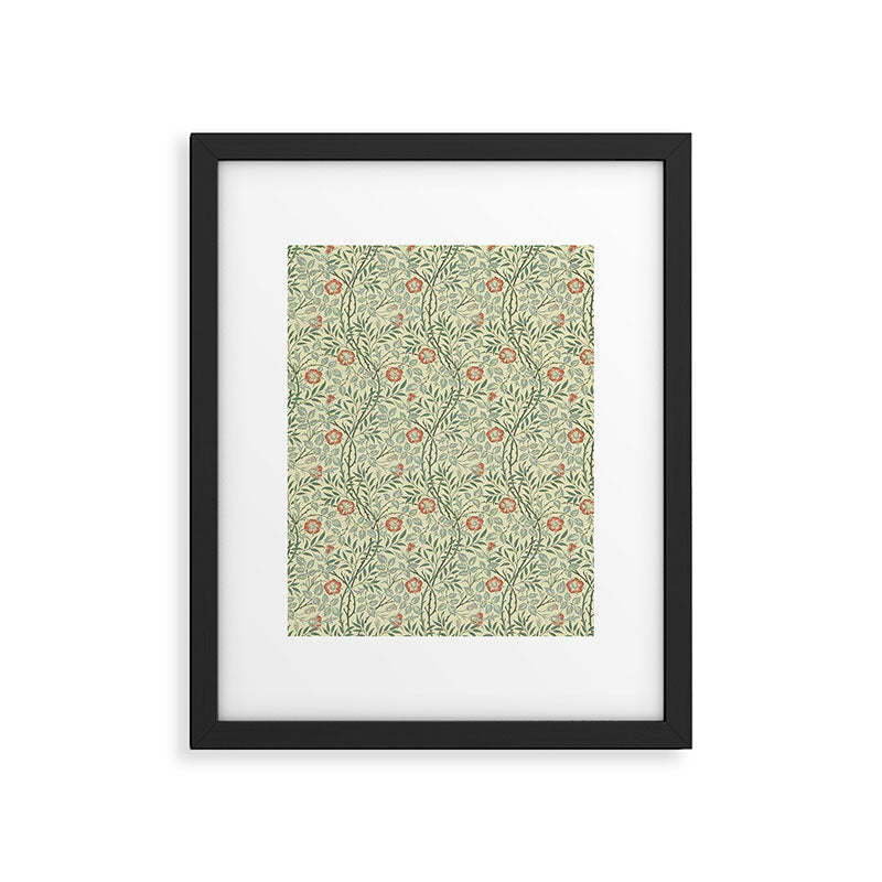 William Morris Sweet Briar Green Coral Framed Art Print Gallery Image 6