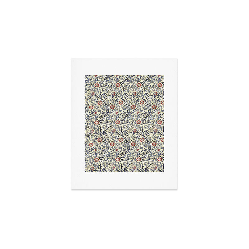 William Morris Sweet Briar Indigo Red Art Print Gallery Image 1