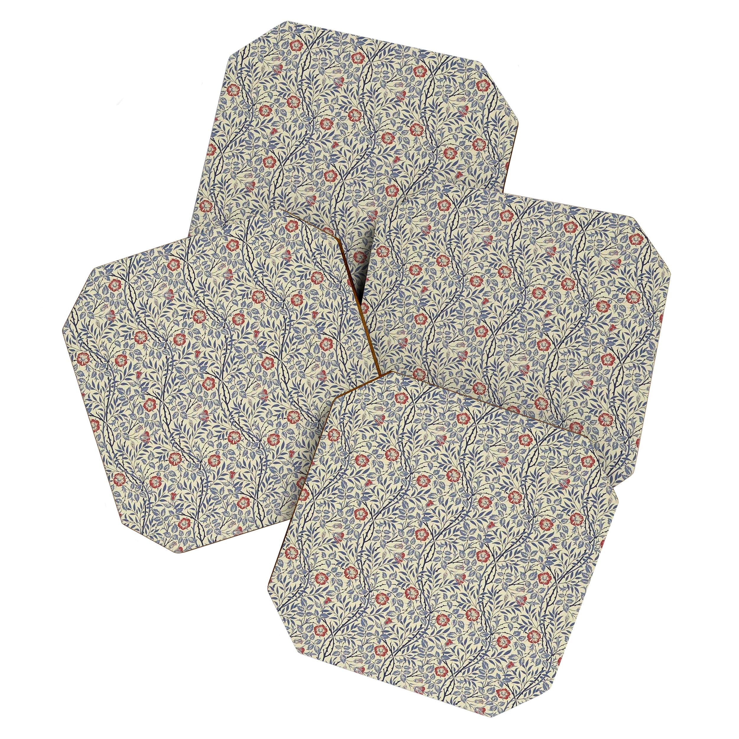 William Morris Sweet Briar Indigo Red Coaster Gallery Image 1