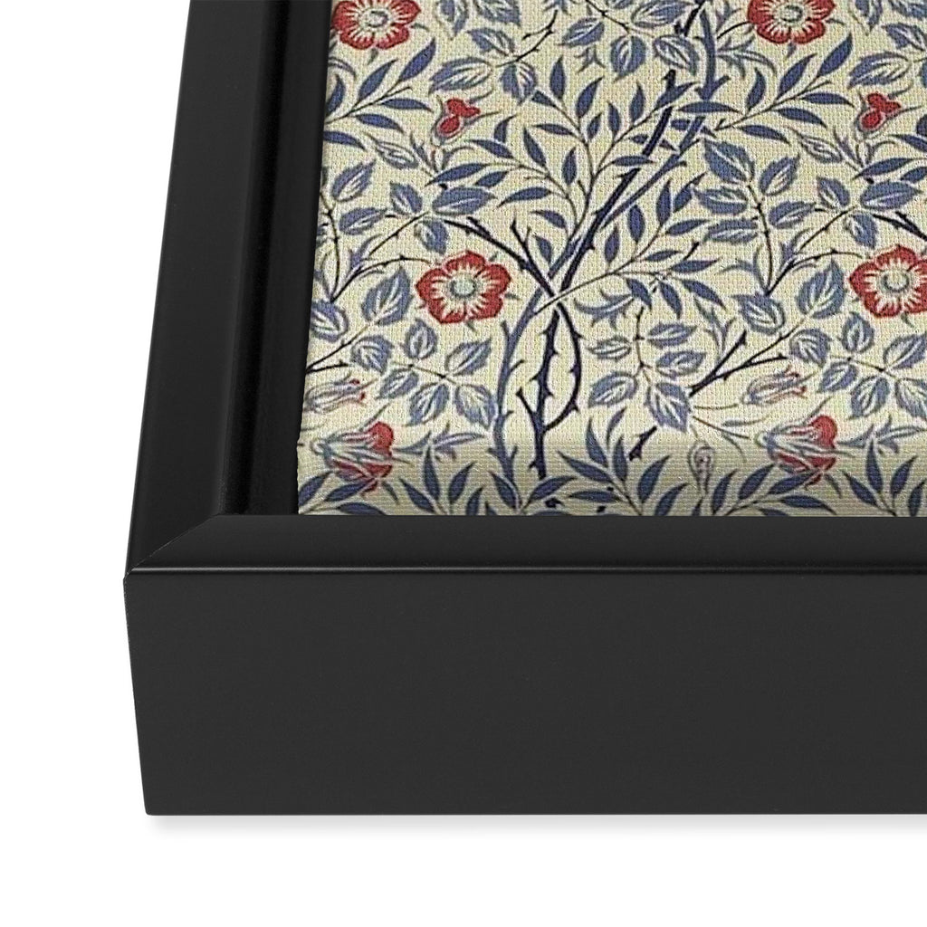 William Morris Sweet Briar Indigo Red Framed Canvas Print Gallery Image 3
